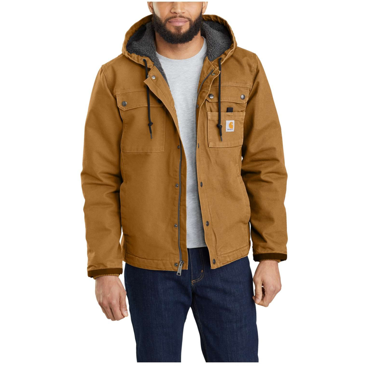 Lässige Utility-Jacke mit Sherpa-Futter aus gewaschener Ente