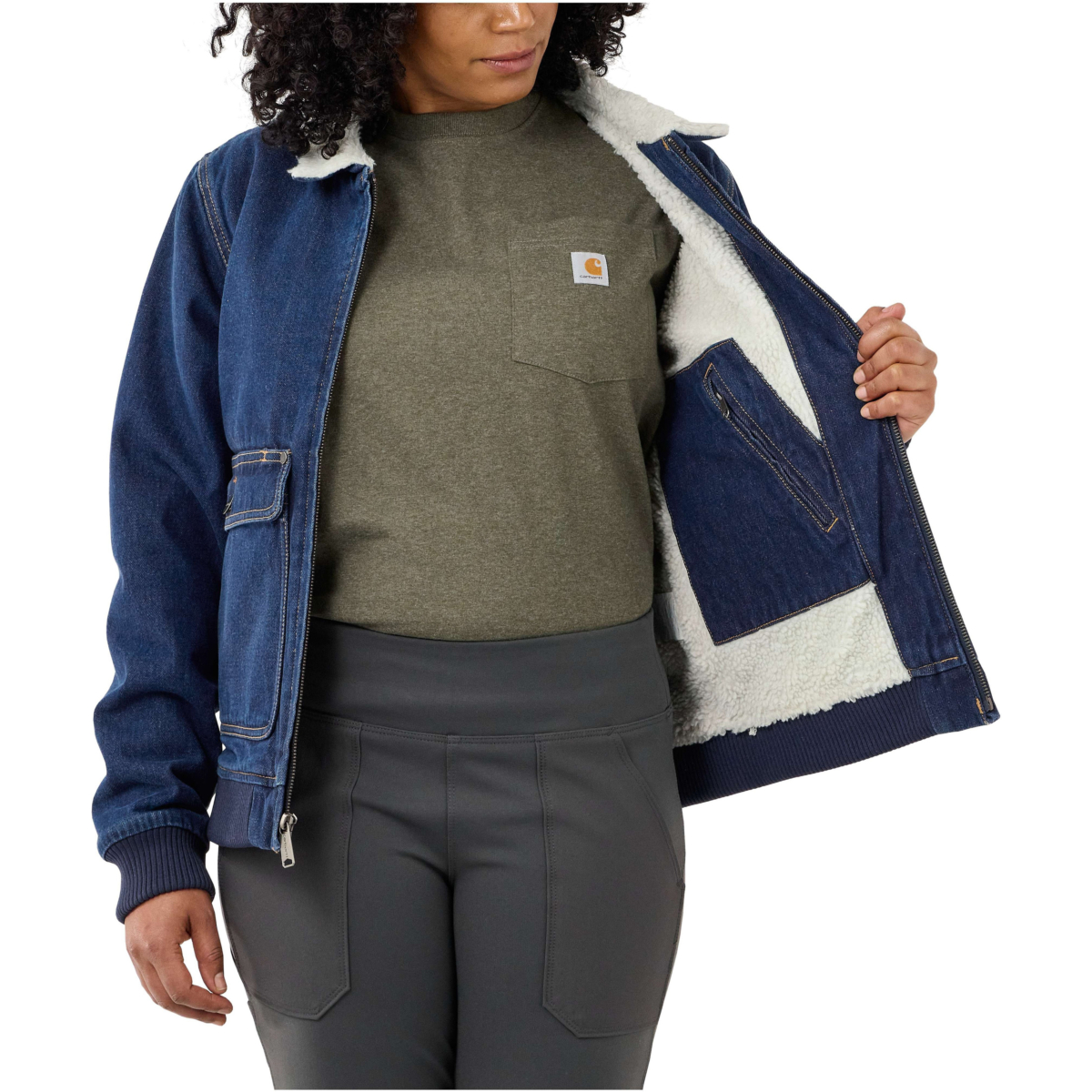 Robuste Flex®-Jeansjacke mit Sherpa-Futter und entspannter Passform