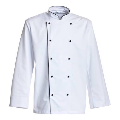 Kochjacke mit Manschette und Paspelierung, Pipe